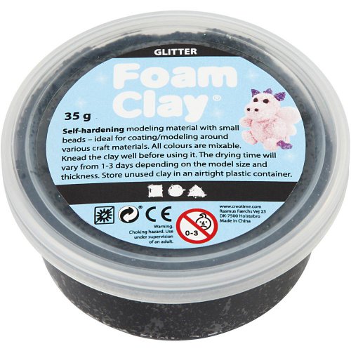 Samotvrdnoucí modelovací pěnová kuličková hmota Foam Clay 35g ČERNÁ TŘPYTIVÁ