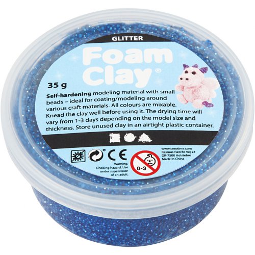 Samotvrdnoucí modelovací pěnová kuličková hmota Foam Clay 35g MODRÁ TŘPYTIVÁ - obrázek