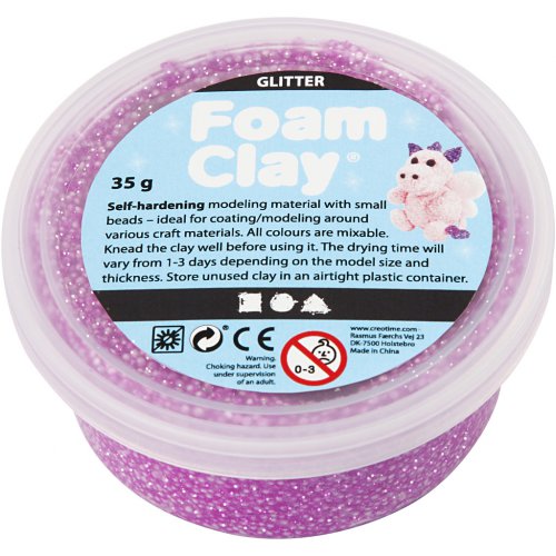 Samotvrdnoucí modelovací pěnová kuličková hmota Foam Clay 35g FIALOVÁ TŘPYTIVÁ - obrázek