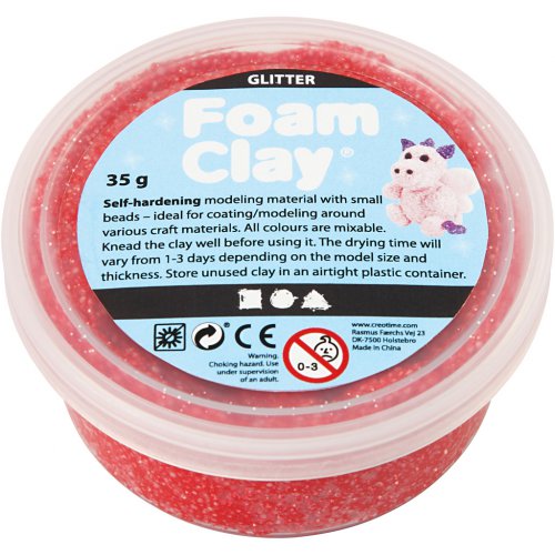 Samotvrdnoucí modelovací pěnová kuličková hmota Foam Clay 35g ČERVENÁ TŘPYTIVÁ - obrázek