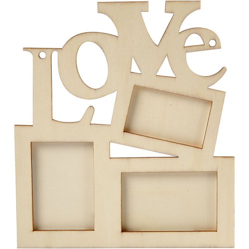 Rám dřevěný s nápisem LOVE 19,7 x 16 cm - obrázek