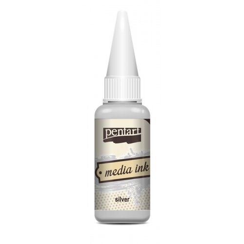 Alkoholový inkoust MEDIA INK PENTART 20 ml STŘÍBRNÁ