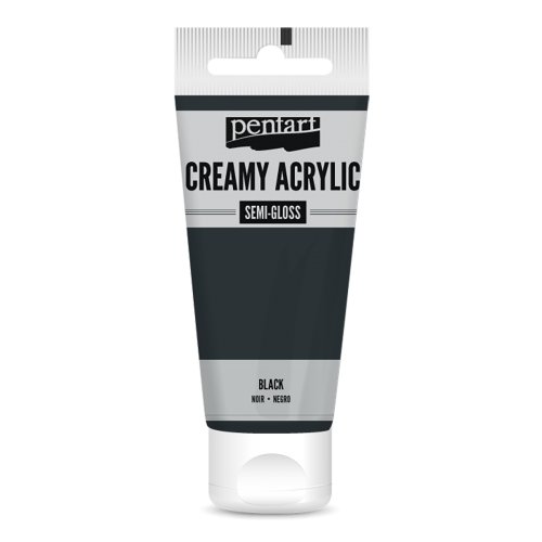 Krémová akrylová barva pololesklá PENTART 60 ml ČERNÁ