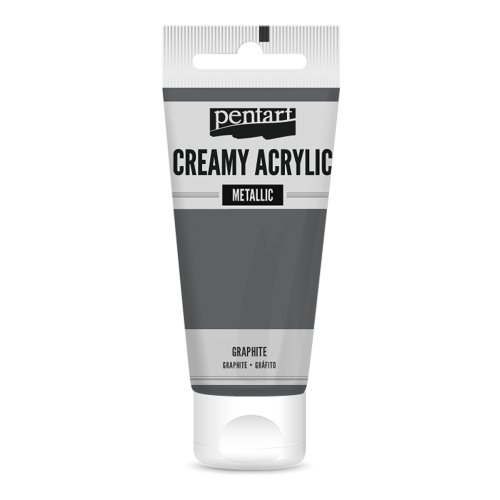 Krémová akrylová barva metalická PENTART 60 ml GRAFITOVÁ