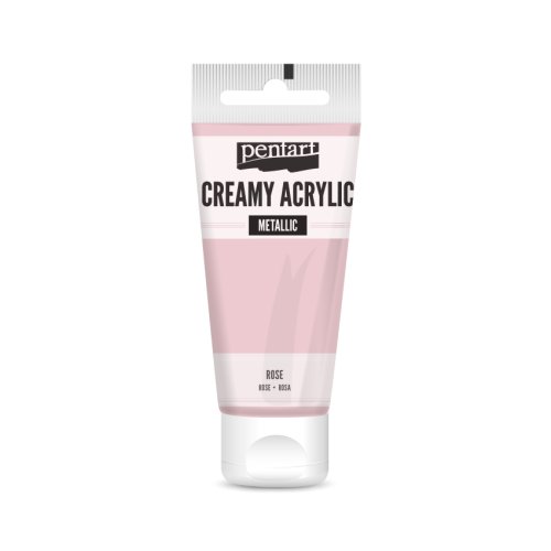 Krémová akrylová barva metalická PENTART 60 ml RŮŽOVÁ