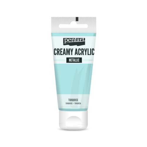 Krémová akrylová barva metalická PENTART 60 ml TYRKYSOVÁ