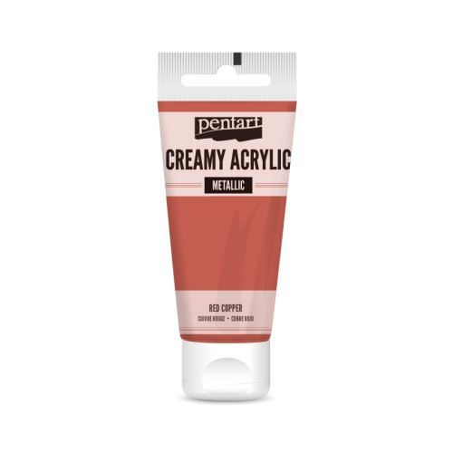 Krémová akrylová barva metalická PENTART 60 ml ČERVENÁ MĚDĚNÁ