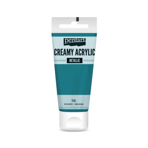 Krémová akrylová barva metalická PENTART 60 ml MODROZELENÁ