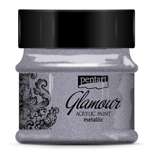 Akrylová barva metalická zářivá PENTART 50 ml TMAVÁ STŘÍBRNÁ