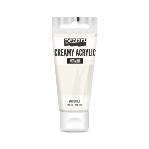 Krémová akrylová barva matná PENTART 60 ml BÍLÉ ZLATÁ
