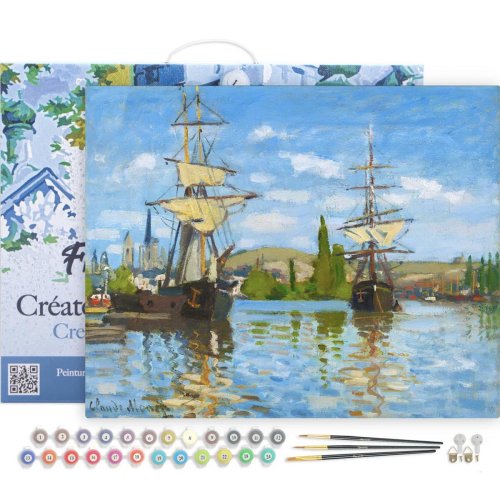 Malování podle čísel - LODĚ NA Seině v Rouenu -Claude Monet na rámu 40 x 50 cm - Odkaz