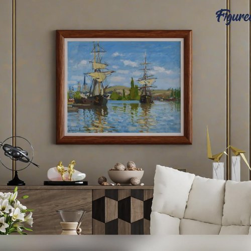 Malování podle čísel - LODĚ NA Seině v Rouenu -Claude Monet na rámu 40 x 50 cm