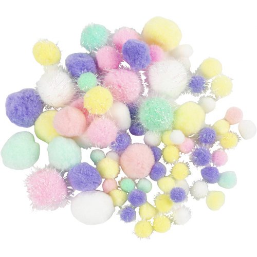 POMPONY pastelové a glitterové - obrázek