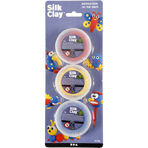 Samotvrdnoucí modelovací lehká hmota Silk Clay SADA 3 barev - MODRÁ, ČERVENÁ, ŽLUTÁ - obrázek