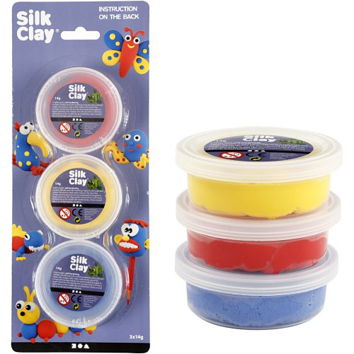 Samotvrdnoucí modelovací lehká hmota Silk Clay SADA 3 barev - MODRÁ, ČERVENÁ, ŽLUTÁ