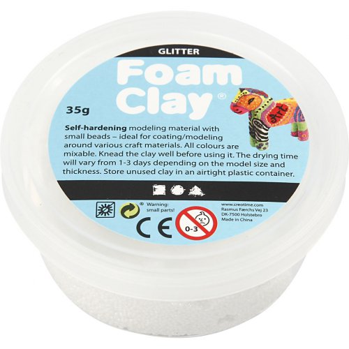 Samotvrdnoucí modelovací pěnová kuličková hmota Foam Clay 35g BÍLÁ TŘPYTIVÁ
