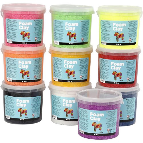 Samotvrdnoucí modelovací pěnová kuličková hmota Foam Clay SADA 10 x 560g BAREV