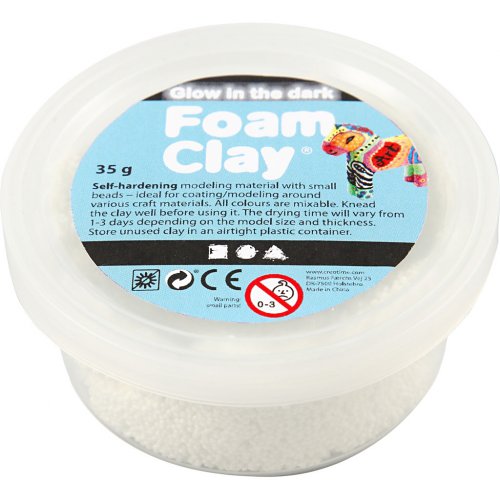 Samotvrdnoucí modelovací pěnová kuličková hmota Foam Clay 35g SVÍTÍCÍ VE TMĚ