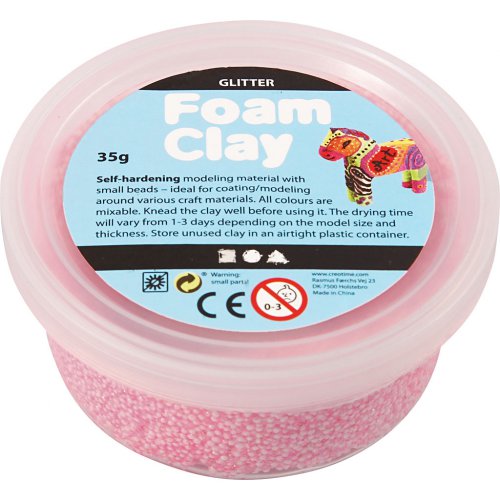 Samotvrdnoucí modelovací pěnová kuličková hmota Foam Clay 35g  SVĚTLÁ ČERVENÁ TŘPYTIVÁ