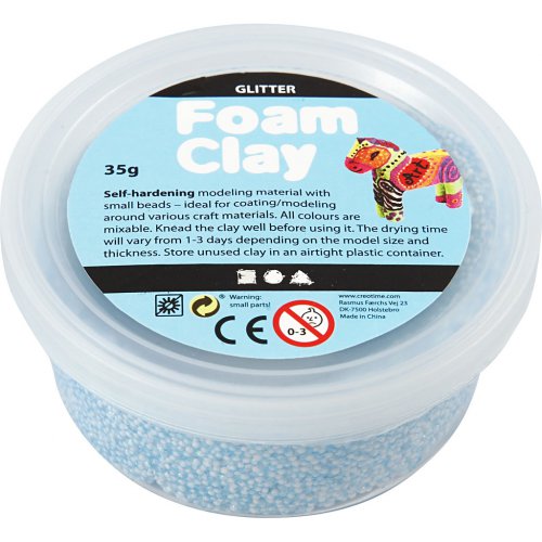 Samotvrdnoucí modelovací pěnová kuličková hmota Foam Clay 35g SVĚTLÁ MODRÁ TŘPYTIVÁ