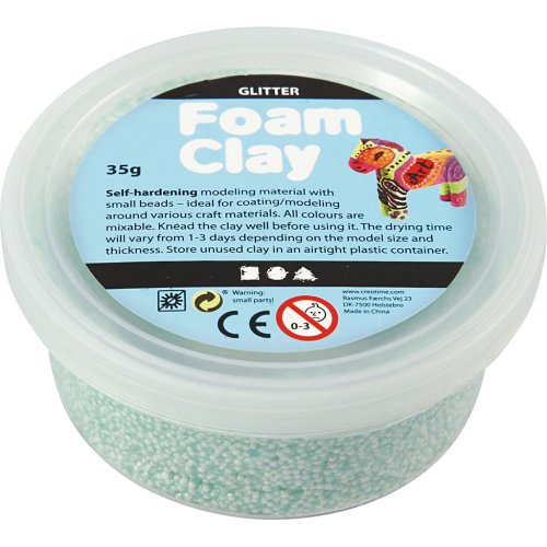 Samotvrdnoucí modelovací pěnová kuličková hmota Foam Clay 35g SVĚTLÁ ZELENÁ TŘPYTIVÁ