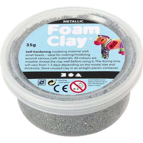 Samotvrdnoucí modelovací pěnová kuličková hmota Foam Clay 35g STŘÍBRNA