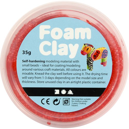 Samotvrdnoucí modelovací pěnová kuličková hmota Foam Clay 35g ČERVENÁ - obrázek
