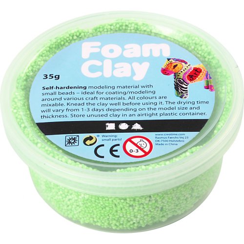 Samotvrdnoucí modelovací pěnová kuličková hmota Foam Clay 35g NEON ZELENÁ