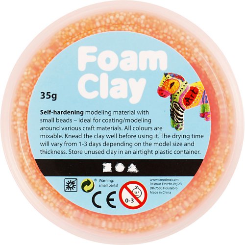 Samotvrdnoucí modelovací pěnová kuličková hmota Foam Clay 35g NEON ORANŽOVÁ - obrázek