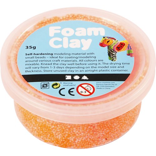 Samotvrdnoucí modelovací pěnová kuličková hmota Foam Clay 35g NEON ORANŽOVÁ