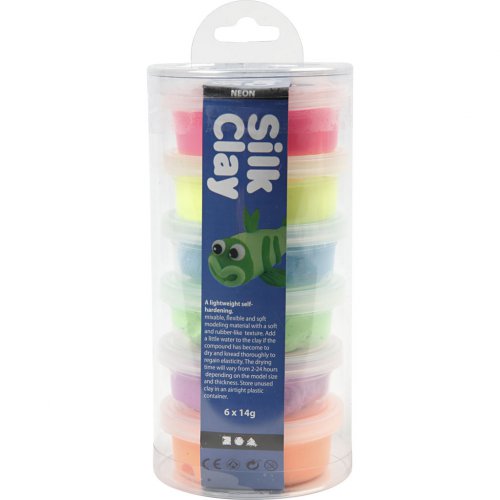 Samotvrdnoucí modelovací lehká hmota Silk Clay SADA 6 barev NEONOVÉ BARVY - obrázek