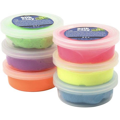 Samotvrdnoucí modelovací lehká hmota Silk Clay SADA 6 barev NEONOVÉ BARVY - obrázek