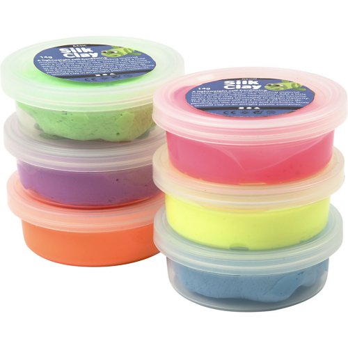 Samotvrdnoucí modelovací lehká hmota Silk Clay SADA 6 barev NEONOVÉ BARVY