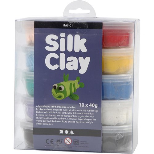 Samotvrdnoucí modelovací lehká hmota Silk Clay SADA 10 barev ZÁKLADNÍ BARVY - obrázek