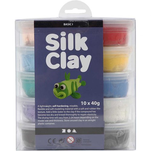 Samotvrdnoucí modelovací lehká hmota Silk Clay SADA 10 barev ZÁKLADNÍ BARVY - obrázek