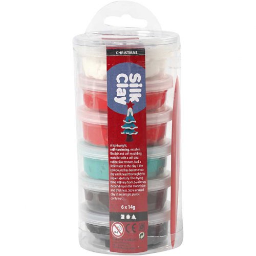 Samotvrdnoucí modelovací lehká hmota Silk Clay SADA 6 barev VÁNOČNÍ BARVY - obrázek