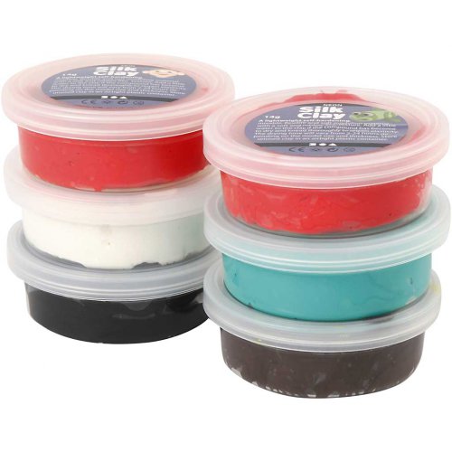 Samotvrdnoucí modelovací lehká hmota Silk Clay SADA 6 barev VÁNOČNÍ BARVY