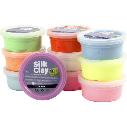 Samotvrdnoucí modelovací lehká hmota Silk Clay SADA 10 barev NEONOVÉ BARVY