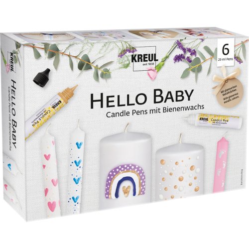 Sada CANDLE PEN KREUL voskové pero pro malování svíček HELLO BABY - Odkaz