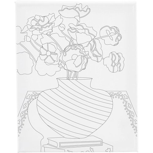 Malířské plátno s předtiskem 24x30 cm KYTICE VE VÁZE