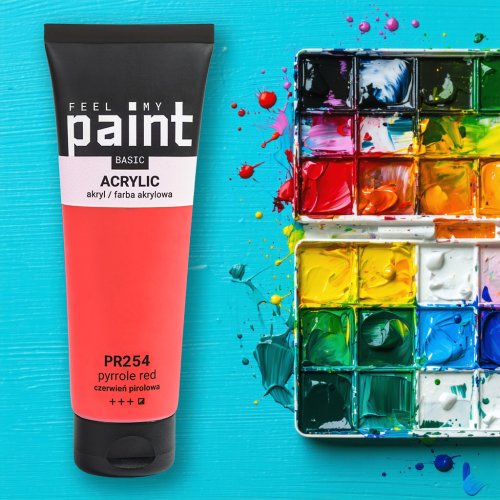 Akrylová barva FeelMyPaint 120 ml PYROL ČERVENÁ - certifikace o bezpečnosti dětských hraček