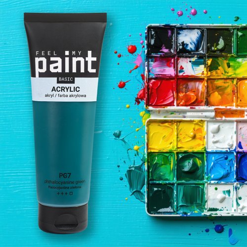 Akrylová barva FeelMyPaint 120 ml FTALOVÁ ZELENÁ - certifikace o bezpečnosti dětských hraček