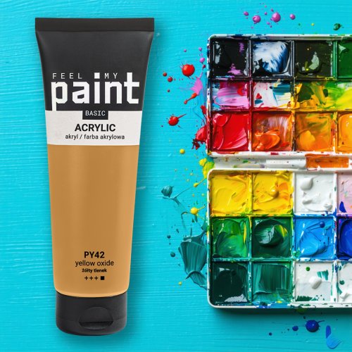 Akrylová barva FeelMyPaint 120 ml MARS ŽLUTÁ - certifikace o bezpečnosti dětských hraček