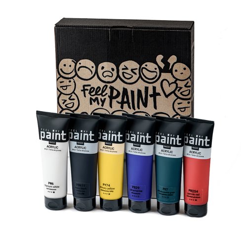 Sada akrylová barva FeelMyPaint 120 ml 6 barev - certifikace o bezpečnosti dětských hraček