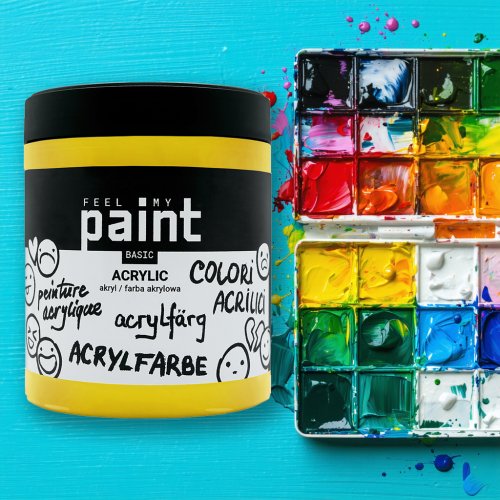 Akrylová barva FeelMyPaint 500 ml PRIMÁRNÍ ŽLUTÁ - certifikace o bezpečnosti dětských hraček