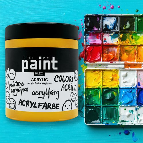 Akrylová barva FeelMyPaint 500 ml MARS ŽLUTÁ - certifikace o bezpečnosti dětských hraček