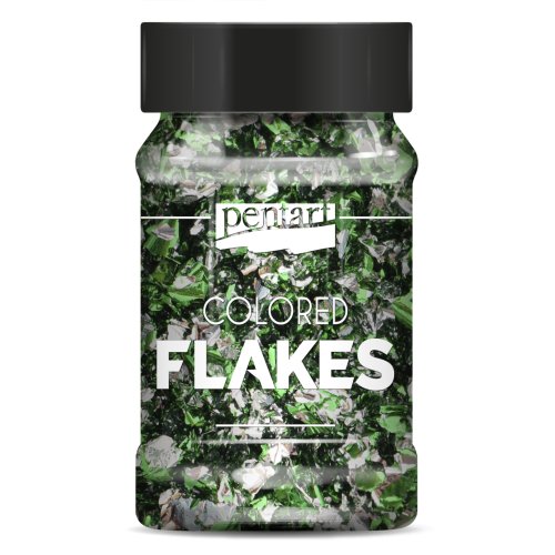 Barevné fóliové vločky PENTART 100 ml ZELENÁ - STŘÍBRNÁ