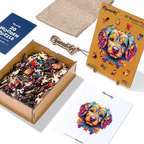 Dřevěné puzzle 2D sada - BAREVNÝ PES - HNWP_06.jpg