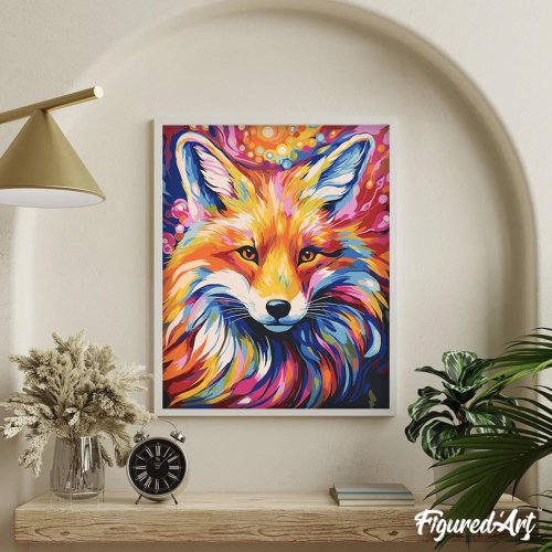 Malování podle čísel - BAREVNÁ LIŠKA bez rámu 40 x 50 cm