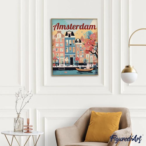Malování podle čísel - VINTAGE AMSTERDAM na rámu 40 x 50 cm